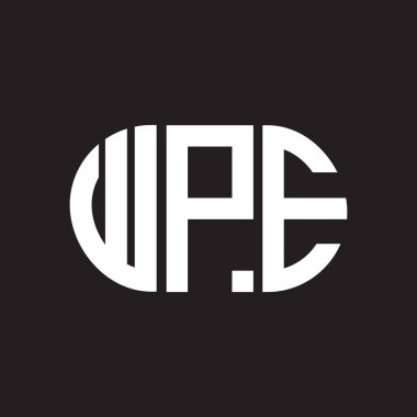 WPE harf logosu tasarımı. WPE monogram harflerin baş harfleri logo kavramı. Siyah arkaplanda WPE harf tasarımı.