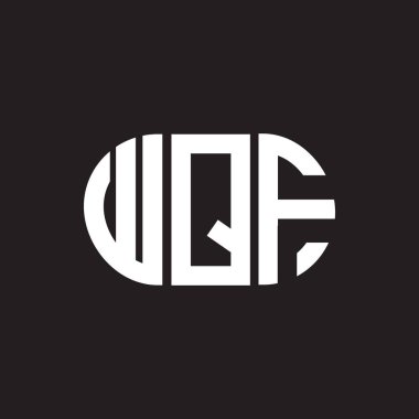 WQF harf logosu tasarımı. WQF monogram harflerin baş harfleri logo kavramı. Siyah arkaplanda WQF harf tasarımı.