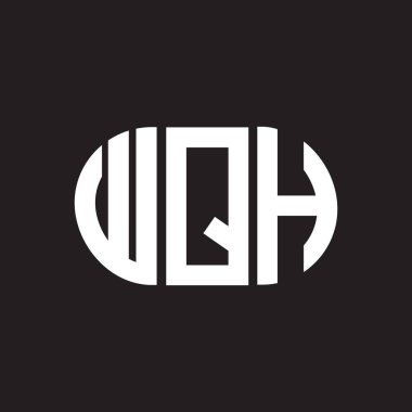 WQH harf logosu tasarımı. WQH monogram harflerin baş harfleri logo kavramı. Siyah arkaplanda WQH harf tasarımı.