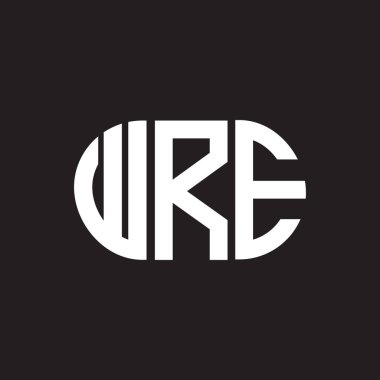 WRE harf logosu tasarımı. WRE monogram harflerin baş harfleri logo kavramı. Siyah arkaplanda WRE harf tasarımı.