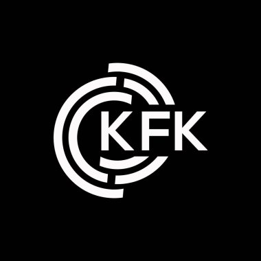 KFK harf logosu tasarımı. KFK monogram harflerin baş harfleri logo kavramı. Siyah arkaplanda KFK harf tasarımı.