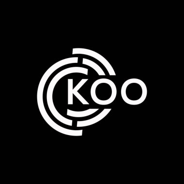 Koo harfli logo tasarımı. Koo monogram harflerin baş harfleri logo konsepti. Siyah arkaplanda KOO harf tasarımı.