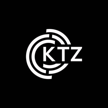 KTZ harf logosu tasarımı. KTZ monogram harflerin baş harfleri logo kavramı. Siyah arkaplanda KTZ harf tasarımı.