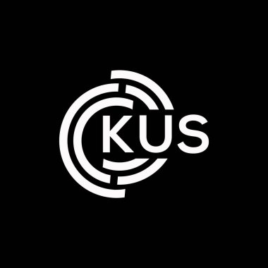 KUS harf logosu tasarımı. KUS baş harfleri logo konsepti. Siyah arkaplanda KUS harf tasarımı.
