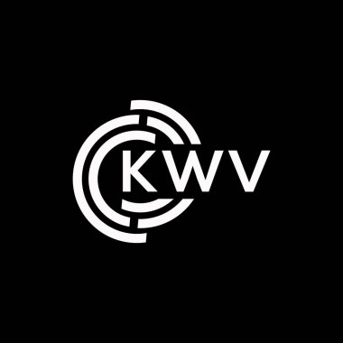 KWV harf logosu tasarımı. KWV monogram harflerin baş harfleri logo kavramı. Siyah arkaplanda KWV harf tasarımı.
