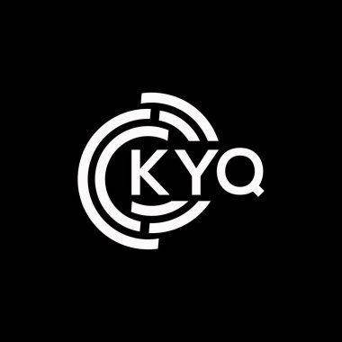 KYQ harf logosu tasarımı. KYQ monogram harflerin baş harfleri logo kavramı. Siyah arkaplanda KYQ harf tasarımı.