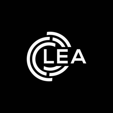 LEA mektup logosu tasarımı. LEA monogram harflerin baş harflerinin logosu. LEA harf dizaynı siyah arkaplan.