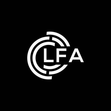 LFA harf logosu tasarımı. LFA monogram harflerin baş harfleri logo kavramı. Siyah arkaplanda LFA harf tasarımı.