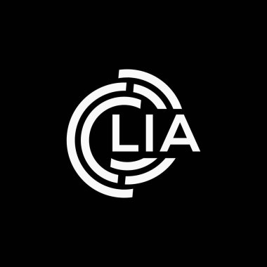 LIA mektup logosu tasarımı. LIA monogram harflerin baş harfleri logo kavramı. Siyah arkaplanda LIA harf tasarımı.