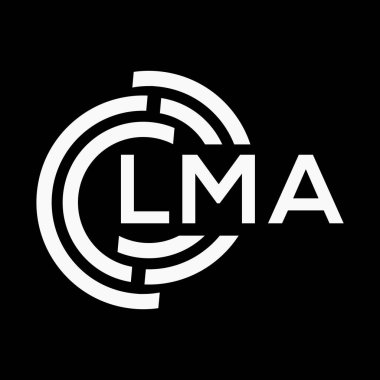 LMA mektup logosu tasarımı. LMA monogram harflerin baş harfleri logo kavramı. Siyah arkaplanda LMA harf tasarımı.