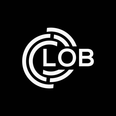 LOB harfli logo tasarımı. LOB başharflerinin baş harfleri logo konsepti. LOB harf dizaynı siyah arkaplan.
