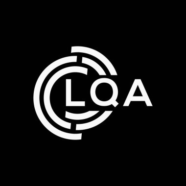 LQA harf logosu tasarımı. LQA monogram harflerin baş harfleri logo kavramı. Siyah arkaplanda LQA harf tasarımı.