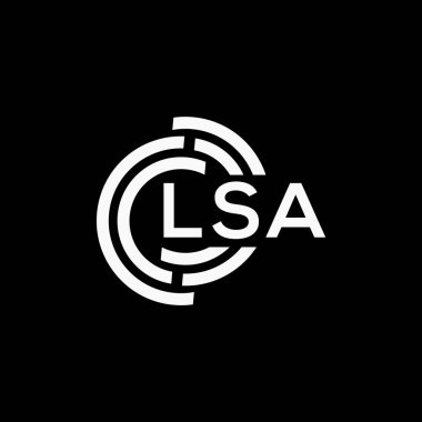 LSA harf logosu tasarımı. LSA monogram harflerin baş harfleri logo kavramı. Siyah arkaplanda LSA harf tasarımı.