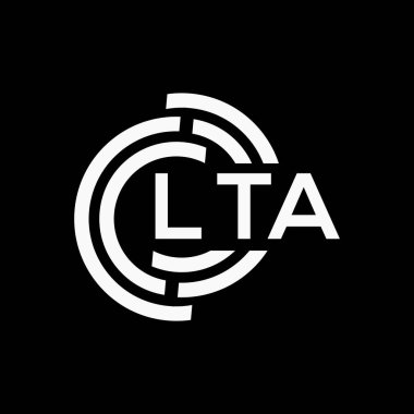 LTA mektup logosu tasarımı. LTA monogram harflerin baş harfleri logo kavramı. LTA harf tasarımı siyah arkaplan.