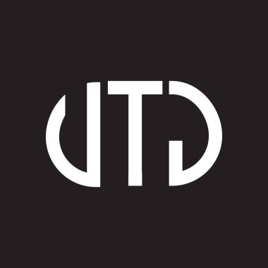 Siyah arka planda UTJ harf logosu tasarımı. UTJ yaratıcı harflerin baş harfleri logo kavramı. UTJ harf tasarımı.