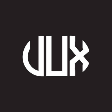 Siyah arkaplanda UUX harf logosu tasarımı. UUX yaratıcı harflerin baş harfleri logo kavramı. UUX harf tasarımı.