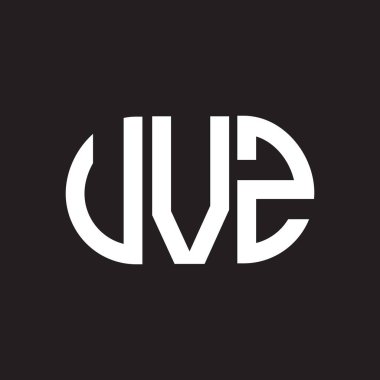 Siyah arkaplanda UVZ harf logosu tasarımı. UVZ yaratıcı harflerin baş harfleri logo kavramı. UVZ harf tasarımı.