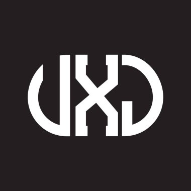 Siyah arka planda UXJ harf logosu tasarımı. UXJ yaratıcı harflerin baş harfleri logo kavramı. UXJ harf tasarımı.
