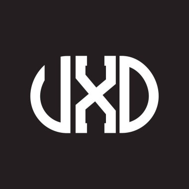 Siyah arkaplanda UXO harf logosu tasarımı. UXO yaratıcı harflerin baş harfleri logo kavramı. UXO harf tasarımı.