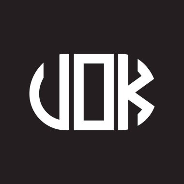 VOK mektup logosu tasarımı. VOK monogram harflerin baş harfleri logo kavramı. Siyah arkaplanda VOK harf tasarımı.