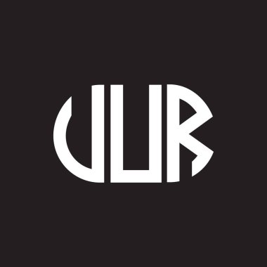 VUR mektup logosu tasarımı. VUR monogram harflerin baş harfleri logo kavramı. Siyah arkaplanda VUR harf tasarımı.