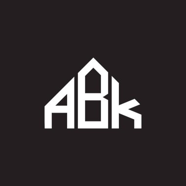 ABK harfli logo tasarımı. ABk monogram harflerin baş harfleri logo kavramı. ABK harf tasarımı siyah arkaplan.