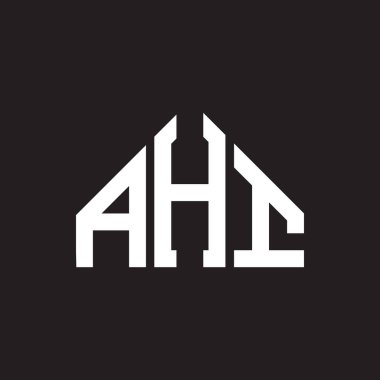 AHI harf logosu tasarımı. AHI monogram harflerin baş harfleri logo kavramı. Siyah arkaplanda AHI harf tasarımı.