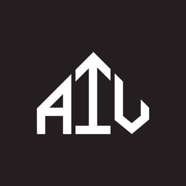 AIV harfli logo tasarımı. AIV monogram harflerin baş harfleri logo kavramı. Siyah arkaplanda AIV harf tasarımı.