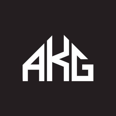 AKG harf logo tasarımı. AKG monogram harflerin baş harfleri logo kavramı. Siyah arkaplanda AKG harf tasarımı.