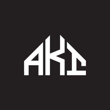 AKI harf logosu tasarımı. AKI monogram harflerin baş harfleri logo kavramı. AKI harf tasarımı siyah arkaplan.