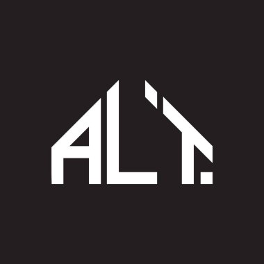 ALT harf logosu tasarımı. ALT başharflerinin baş harfleri logo konsepti. Siyah arkaplanda ALT harf tasarımı.