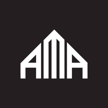 Ama mektup logosu tasarımı. Ama monogram harflerin baş harfleri logo kavramı. Ama harf tasarımı siyah arkaplan.