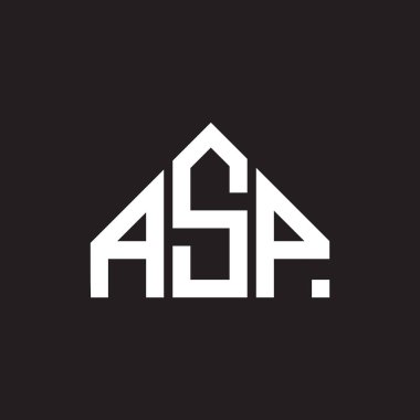 ASP mektup logosu tasarımı. ASP monogram harflerin baş harfleri logo kavramı. ASP harf tasarımı siyah arkaplan.