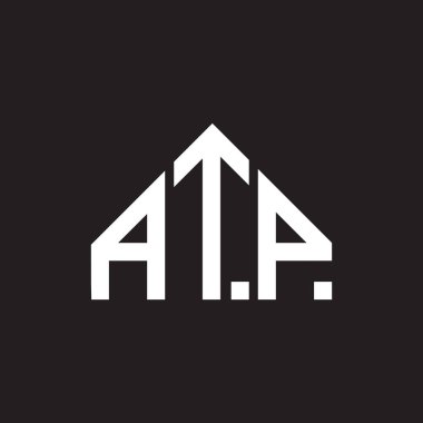 ATP harfli logo tasarımı. ATP monogram harflerin baş harfleri logo kavramı. Siyah arkaplanda ATP harf tasarımı.