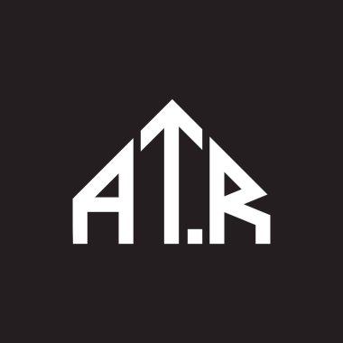 ATR harf logo tasarımı. ATR monogram harflerin baş harfleri logo kavramı. Siyah arkaplanda ATR harf tasarımı.