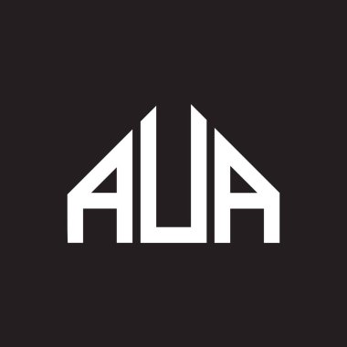 AUA mektup logosu tasarımı. AUA monogram harflerin baş harfleri logo kavramı. Siyah arkaplanda AUA harf tasarımı.