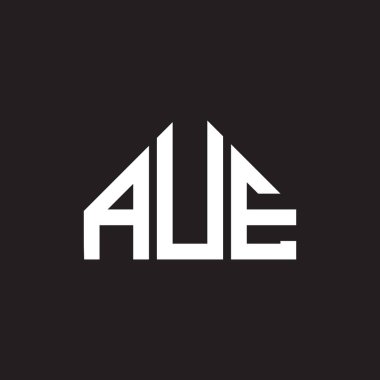 AUE harf logosu tasarımı. AUE monogram harflerin baş harfleri logo kavramı. Siyah arkaplanda AUE harf tasarımı.