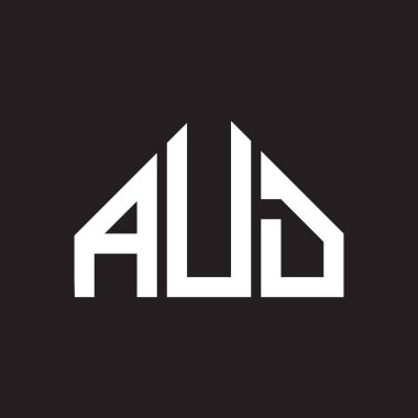 AUD harf logosu tasarımı. AUD monogram harflerin baş harfleri logo kavramı. Siyah arkaplanda AUD harf tasarımı.