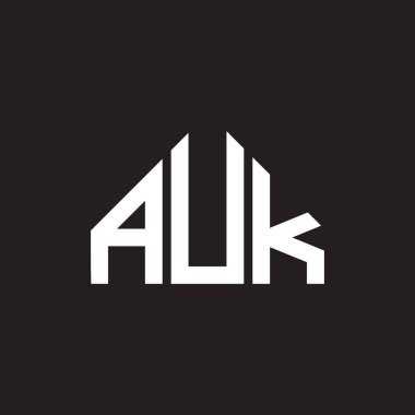 AUK harf logosu tasarımı. AUK monogram harflerin baş harfleri logo kavramı. Siyah arkaplanda AUK harf tasarımı.