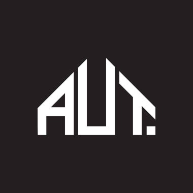 AUT harf logosu tasarımı. AUT monogram harflerin baş harfleri logo kavramı. Siyah arkaplanda AUT harf tasarımı.