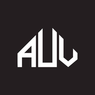 AUV harf logosu tasarımı. AUV monogram harflerin baş harfleri logo kavramı. Siyah arkaplanda AUV harf tasarımı.