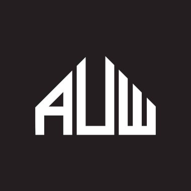 AUW harfli logo tasarımı. AUW monogram harflerin baş harfleri logo kavramı. Siyah arkaplanda AUW harf tasarımı.