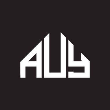 AUY harf logosu tasarımı. AUY monogram harflerin baş harfleri logo kavramı. Siyah arkaplanda AUY harf tasarımı.