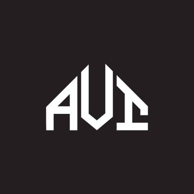 AVI harf logosu tasarımı. AVI monogram harflerin baş harfleri logo kavramı. Siyah arkaplanda AVI harf tasarımı.
