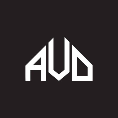 AVO harf logosu tasarımı. AVO monogram harflerin baş harfleri logo kavramı. Siyah arkaplanda AVO harf tasarımı.