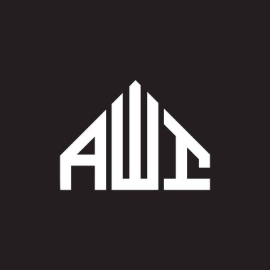 AWI harf logosu tasarımı. AWI monogram harflerin baş harfleri logo kavramı. Siyah arkaplanda AWI harf tasarımı.
