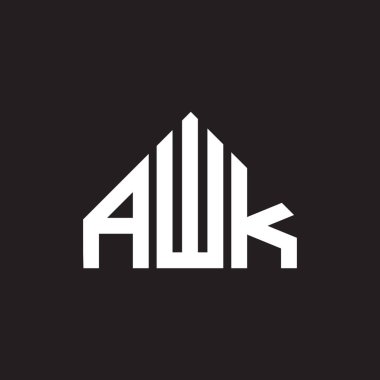 AWK harf logosu tasarımı. AWK monogram harflerin baş harfleri logo kavramı. Siyah arkaplanda AWK harf tasarımı.