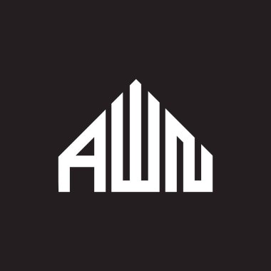 AWN harfli logo tasarımı. AWN monogram harflerin baş harfleri logo kavramı. Siyah arkaplanda AWN harf tasarımı.