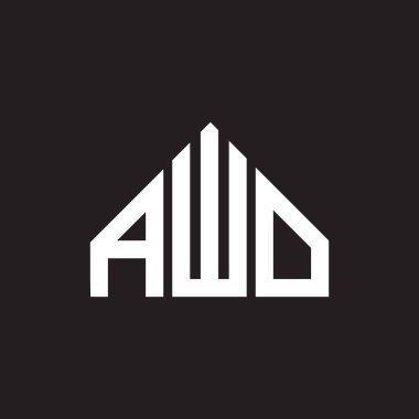 AWO harfli logo tasarımı. AWo monogram harflerin baş harfleri logo kavramı. Siyah arkaplanda AWO harf tasarımı.