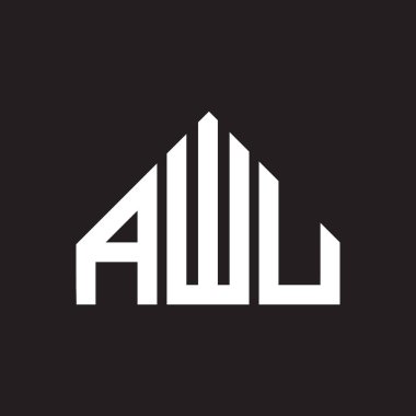 AWU mektup logosu tasarımı. AWU monogram harflerin baş harflerinin logosu. Siyah arkaplanda AWU harf tasarımı.